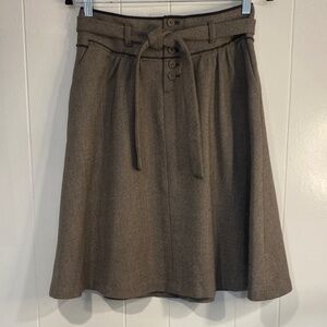 Banana Republic Wool Herringbone Full Circle Skirt Brown Lined Preppy Size 0